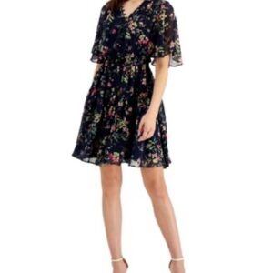 Just...Taylor Dark Blue and Pink Floral Mini Dress